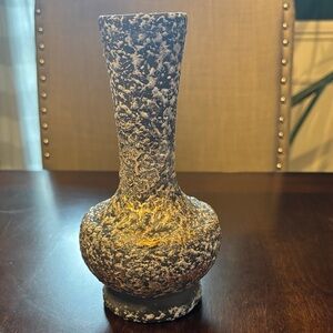 Textured Grey, white, and Gold MCM Ceramic Vase
